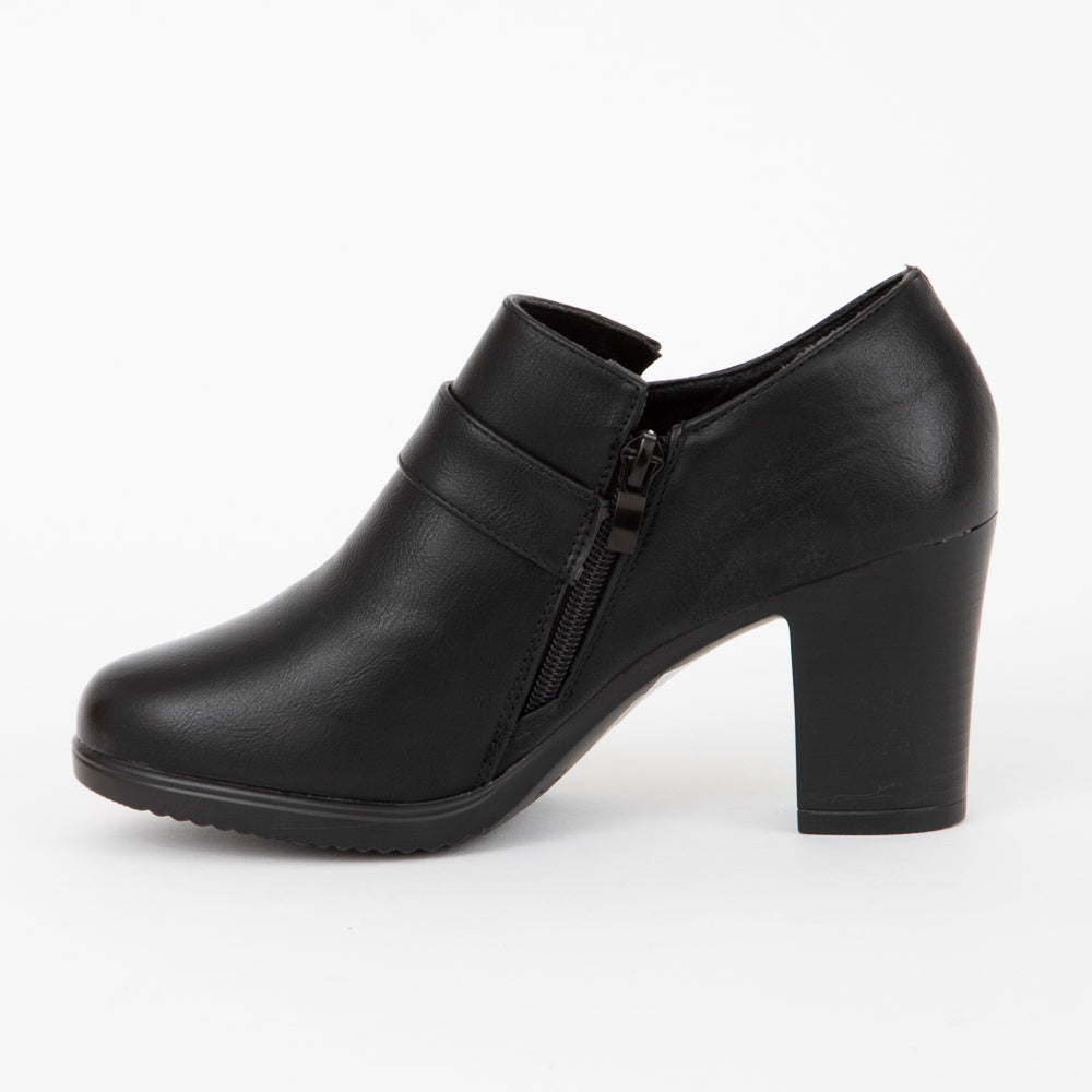 Czarne półbuty damskie eleganckie buty na słupku Vianera