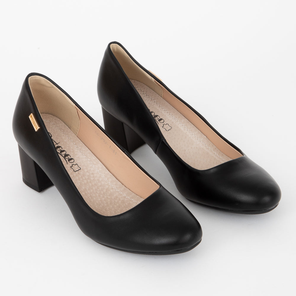 Czarne czółenka damskie eleganckie wsuwane buty na słupku Laiba
