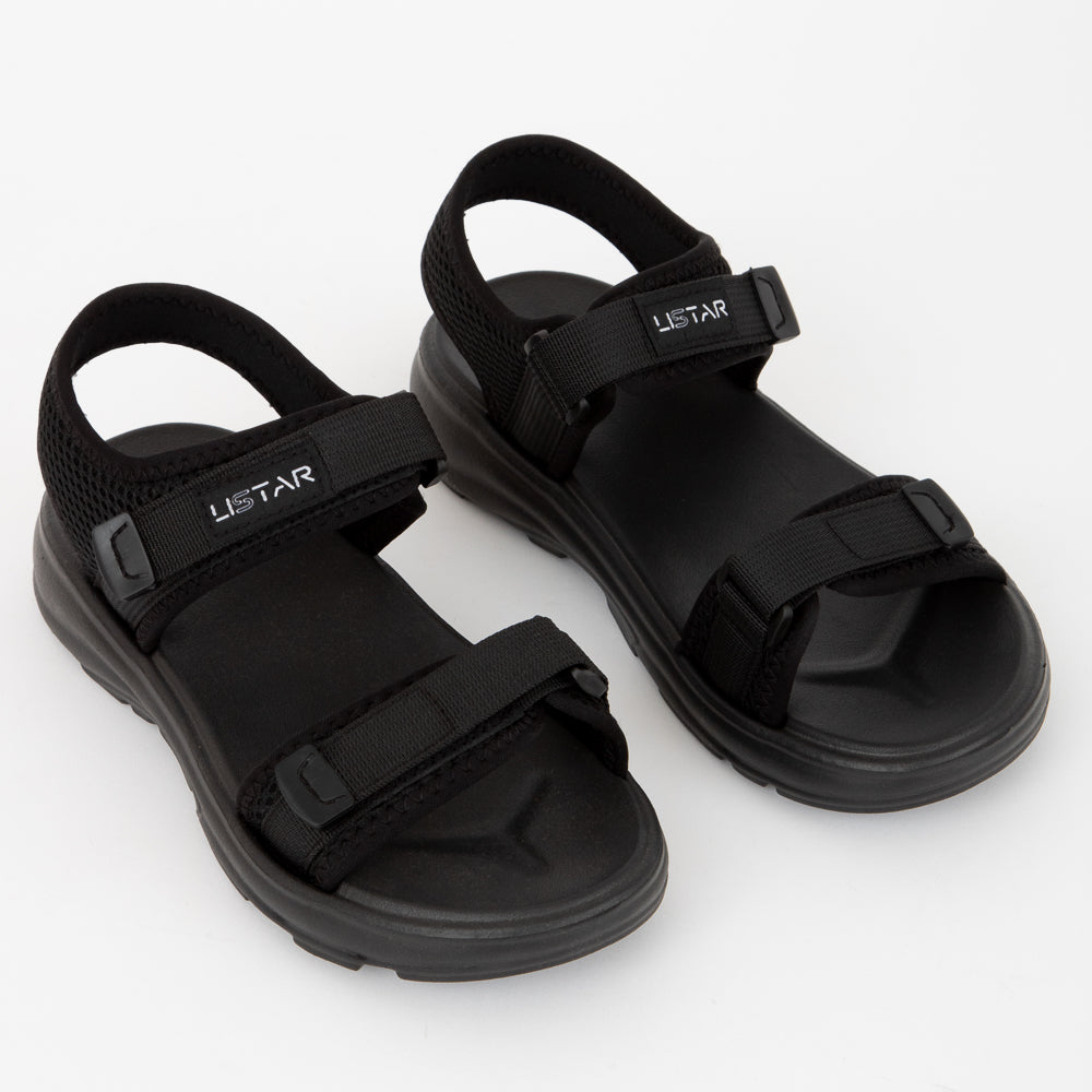 Czarne sandały damskie buty zapinane na rzepy Sekfia