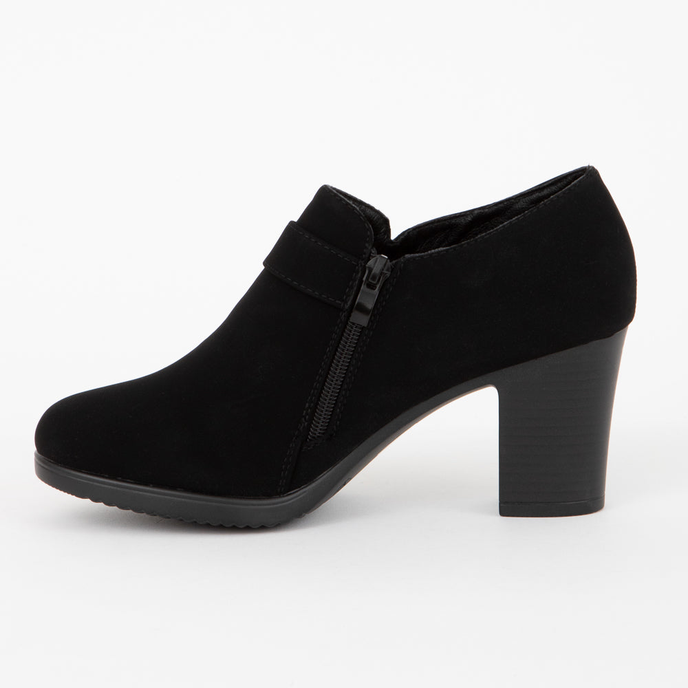 Czarne półbuty damskie eleganckie buty na słupku Ildara